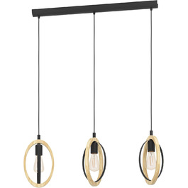 Торшер EGLO Basildon 1: дерев'яний торшер з абажуром, з вимикачем, E27, для вітальні, спальні, чорний, натуральний колір