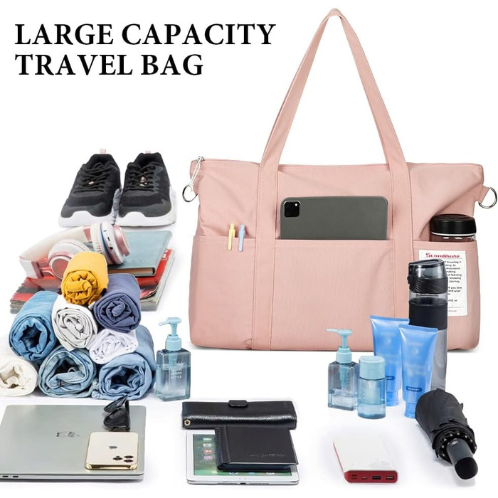 Спортивна сумка Flintronic для жінок, дорожня сумка-мішок, сумка на вихідні з чохлом для візка, водонепроникна, сумка для тренажерного залу, дорожня сумка, ручна поклажа для спорту, подорожей, літака (Рожева)