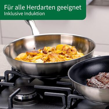 Fackelmann Chefkoch 2-Piece Stainless Steel Fry Pan Set - 28cm & 24cm - Induction Compatible & Dishwasher Safe
