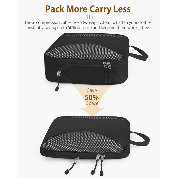 Органайзери для валізи Anjing Compression Cubes - 10 шт., компресійні кишені для подорожей, сірий колір