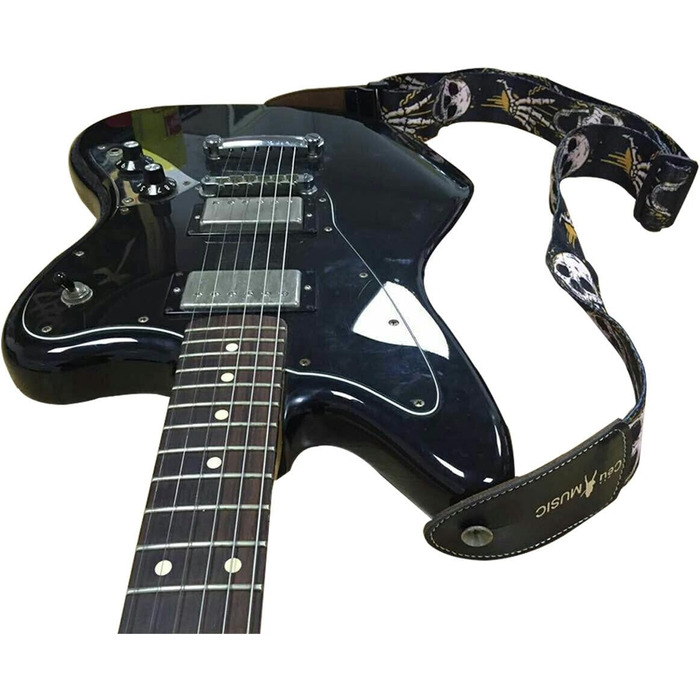 Регульований шкіряний ремінь з черепом для електро- та акустичної гітари та бас-гітари