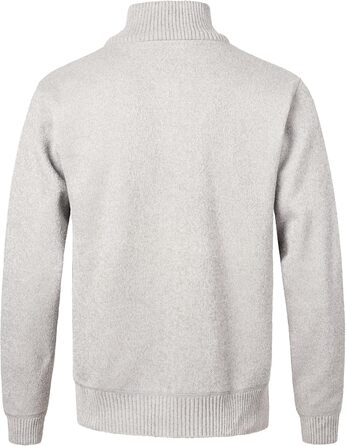 Чоловіча в'язана кофта з коміром-стійкою, на блискавці, з м'яким плюшевим підкладкою. Зручна чоловіча куртка-кардиган з тонкого в'язання для осені та зими (Бежевий, M)