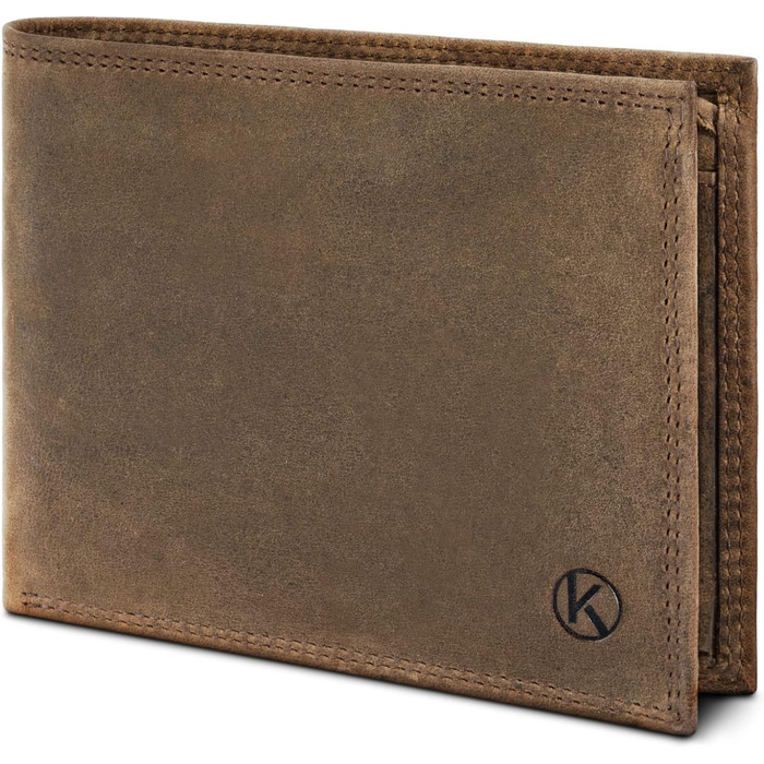 KORUTA® Men's Wallet Brown with RFID Protection Genuine Leather Bifold Wallet Large 13 Compartments Wallet for Men Wallet Leather (Vintage Brown)