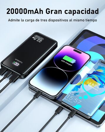 Power Bank 20000 mAh 22.5W PD3.0 QC4.0 з LCD дисплеєм, чорний - портативний акумулятор для смартфонів та смарт-годинників