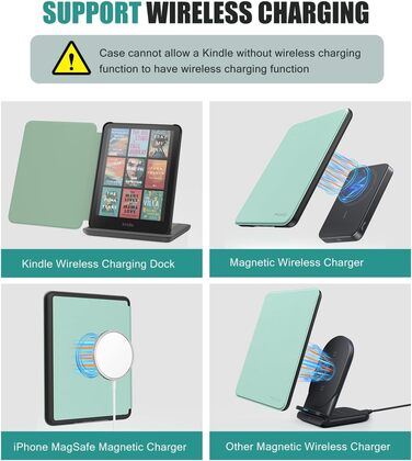 Чохол MoKo для Kindle Paperwhite 2024 (12-го покоління) та Kindle Colorsoft Signature Edition 2024, з авто-ввімкненням/вимиканням, джинсовий, зелений (w-Agave Grün)