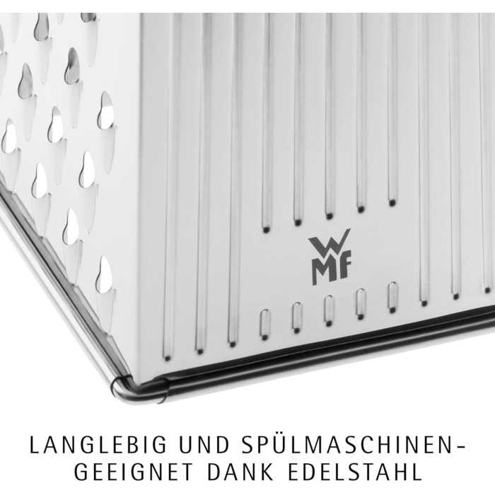 Тёрка кухонна WMF Gourmet Vierkantreibe, 8 x 24 см, нержавіюча сталь, 4 поверхні, для овочів та картоплі, Cromargan, придатна для миття в посудомийній машині