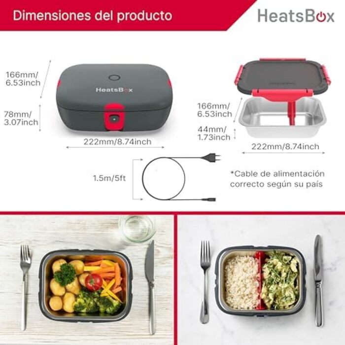 Електрична термобокс Faitron HeatsBox Style, 90 Вт: підігрів їжі для дорослих та дітей, з нержавіючою сталею та герметичним кришкою