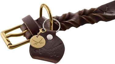 Нашийник для собак HUNTER Sanisbar Solid, шкіряний, міцний, з латунними застібками, з брелоком, Made in Germany, темно-коричневий, розмір 40