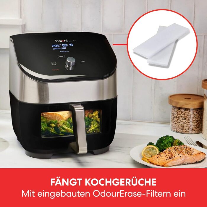 Instant Vortex Plus with ClearCook - 5.7L Digital Healthy Air Fryer, Stainless Steel, 6-in-1 Smart Programs - Air Frying, Baking, Roasting, Grilling, Dehydrating, Reheating, Large Capacity - 1700W Large Digital (Stainless Steel 5.7L) + Viewing Window