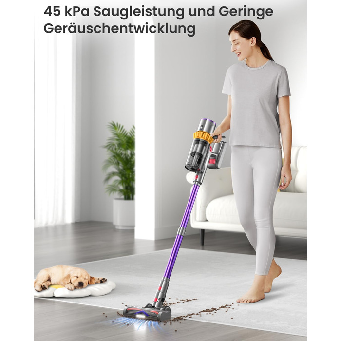 Anyson 45000Pa/550W/70Min Cordless Vacuum Cleaner, 1.6L Battery Vacuum Super Quiet, Self-Charging Cordless Vacuum with LED Display/Anti-Tangle Brush, Stick Vacuum for Hard Floors, Carpets, and Pet Hair