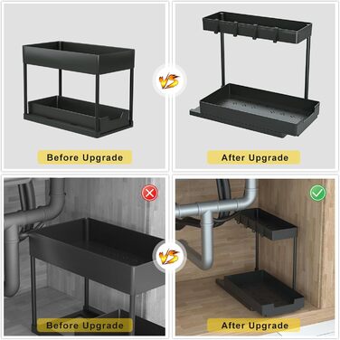 Under Sink Organizer, Bathroom Organizer, 2-Tier Sliding Cabinet Organizer, Narrow Space Under the Sink, Organizer and Storage for Kitchen, Bathroom