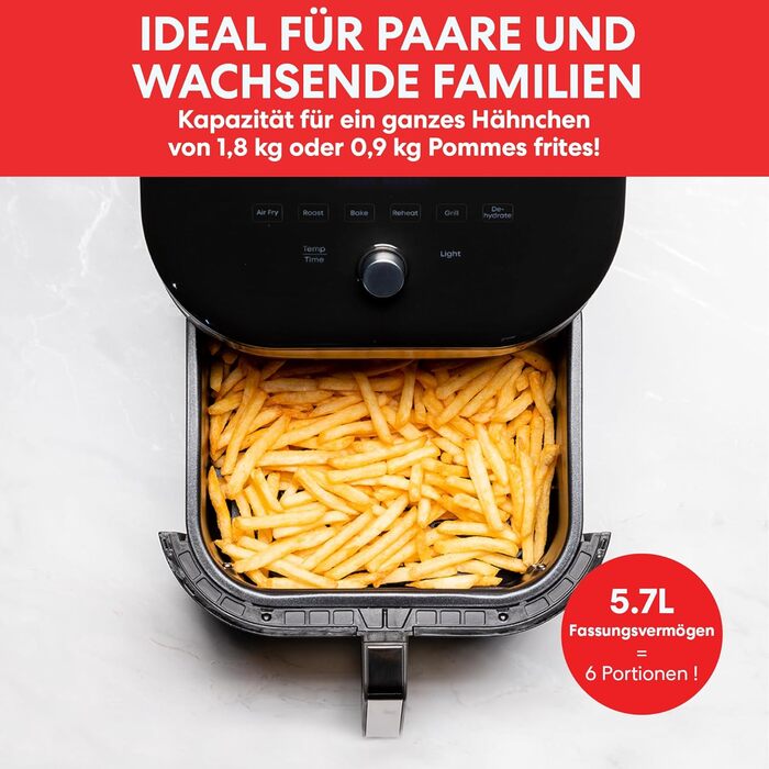 Instant Vortex Plus with ClearCook - 5.7L Digital Healthy Air Fryer, Stainless Steel, 6-in-1 Smart Programs - Air Frying, Baking, Roasting, Grilling, Dehydrating, Reheating, Large Capacity - 1700W Large Digital (Stainless Steel 5.7L) + Viewing Window