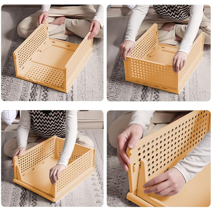 4-Piece Closet Organizer Stackable Plastic Closet Organizer Storage Box, Easy-Pull Drawer Dividers for Clothing Closet Pantry Laundry (4-Piece Mix-color)