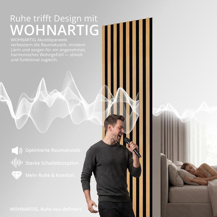 Акустичні настінні панелі SPAZIO (набір 2 шт.) 260x54 см, колір Дуб Палермо 550, оббивка з фетру