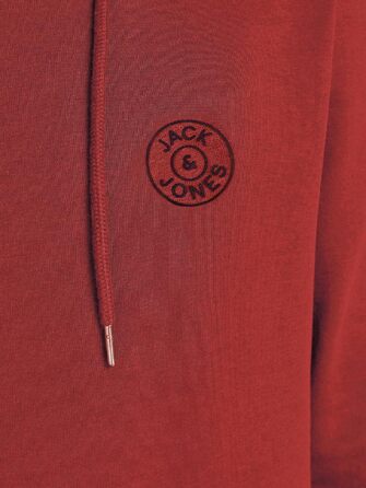 Чоловіча толстовка-худі з капюшоном JACK & JONES Jjebasic ogo Sweat Hood Noos, червона (Red Dahlia), розмір XS