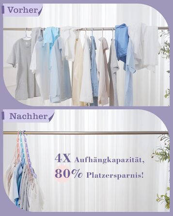 Набір вішалок для одягу Magic Hangers, 8 шт. з 6 отворами та 360° обертанням, чорний. Організатор для шафи, ідеально для студентів та дівчаток. Стабільні гачки для важкого одягу.