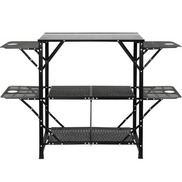 Стіл похідний VEVOR для кухні, алюмінієвий, складний, портативний, з 4 стінками та 2 полицями, з сумкою для перенесення. Для пікніка, грилю, кемпінгу.