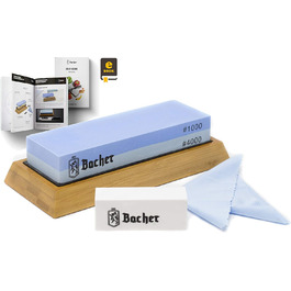 Набір точильних каменів Bacher Premium: 400/1000, з каменем для заточування та інструкцією. Точильні камені для ножів та інструментів