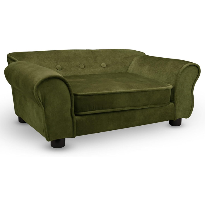 Диван для домашніх тварин MG Design темно-зелений: стабільний дерев'яний каркас, м'яке покриття, легкий у догляді. Підходить для собак та котів, готовий до використання. Темно-зелений – W12 (Оливковий – W11)
