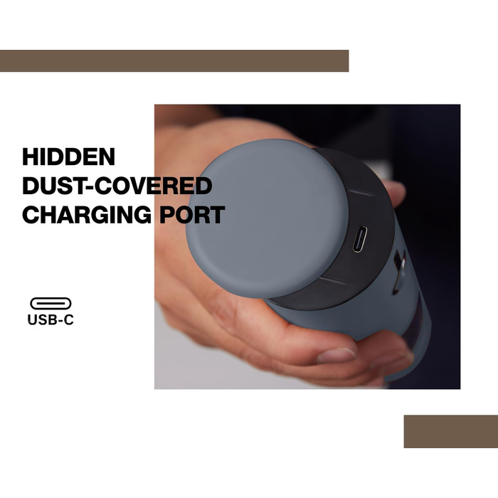 Електричні мельниці для солі та перцю з нержавіючої сталі, USB-зарядка, одноручний режим, регулювання помелу, LED-підсвічування, захисний ковпачок, коричневий + кремовий (007-GB+de)
