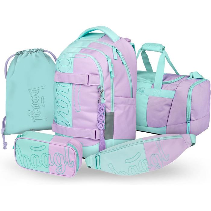 Шкільний рюкзак Baagl Set для хлопчиків та дівчаток-підлітків (5 предметів): рюкзак Skate MAX, пенал, спортивна сумка, бананка, 30 л (Sweet)