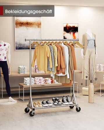 Стійка для одягу на колесах – міцна вішалка для одягу з металевої сітки, багатофункціональна стійка для гардеробу в спальню, пральню, магазин, 110 x 42 x 163.3 см, срібна