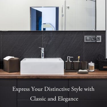 Комплект аксесуарів для ванної кімнати, 10 предметів: коричневий набір з відром, тримачем для зубних щіток, мильничкою, дозатором мила, тримачем для унітазного йоржика, контейнером для ватних паличок та кришкою для серветок