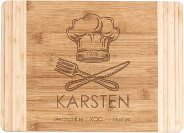 Maverton Bamboo Cutting Board with Engraving - Serving Board - Bread and Cheese Board, Solid Wood - Christmas Gifts - Size: 35x25 cm - Cutting Board for Men - for Birthdays - for Christmas - Chef