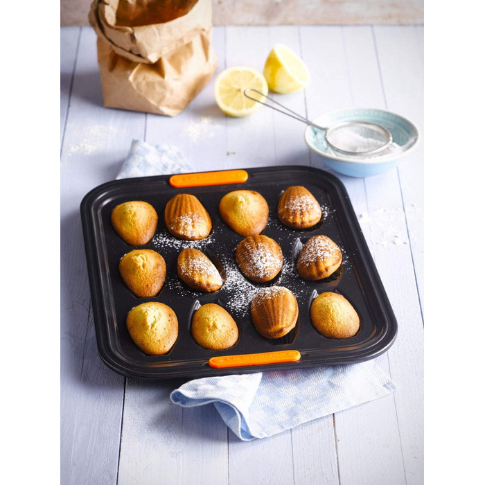 Форма для мадлен Le Creuset, антипригарна, на 12 шт., стійка до закваски, вуглецева сталь, антрацит/помаранчева