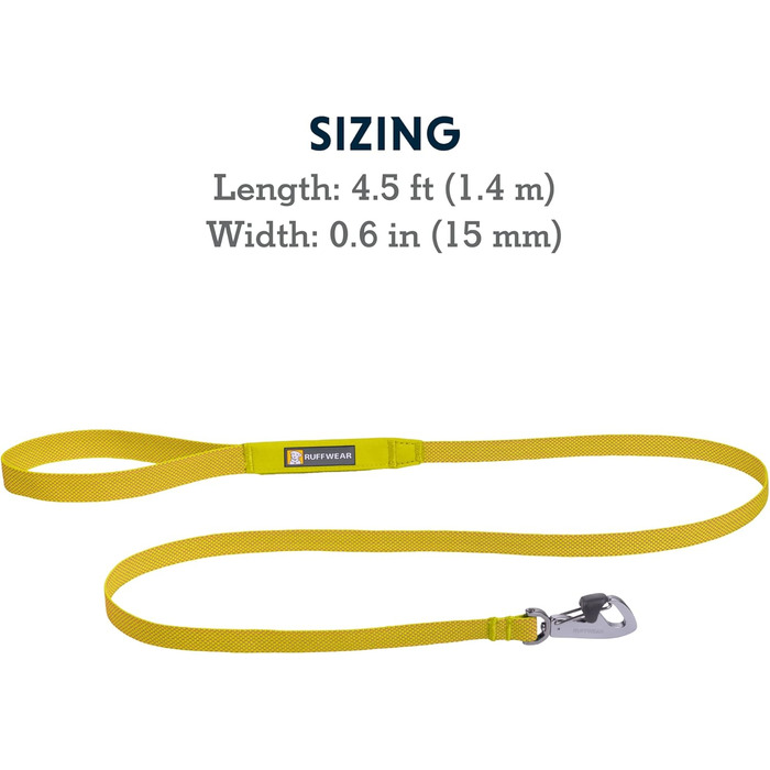 RUFFWEAR Dog Leash Hi & Light, Strong Leash with Integrated Storage Pocket and Secure Crux-Clip Closure, Compactly Folds Down to Pocket Size, (Lichen Green)