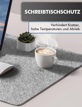 Підкладка для столу з фетру, 100x40 см, сіра. Захист столу для офісу та дому. Нековзна килимок для робочого столу.