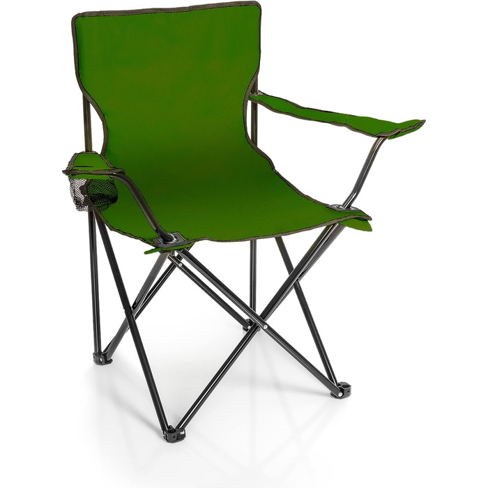Крісло для риболовлі BigDean - складане риболовне крісло з підстаканником та сумкою, зелене