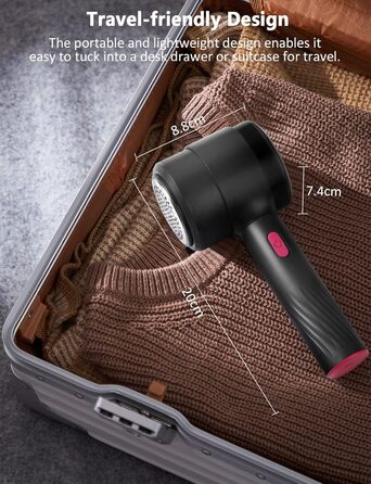 Електричний видалення ворсу LtYioe - портативний пристрій для видалення ворсу з USB-зарядкою, з магнітним кріпленням, потужний, для різних тканин (рожевий)