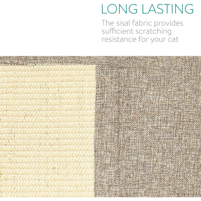 Navaris Cat Scratch Mat Scratch Protector Sofa - with 2 compartments - 128 x 45 cm Sisal Scratch Rug for Cat - Couch Cat Scratch Mat - also for Dogs (Light Brown - White)