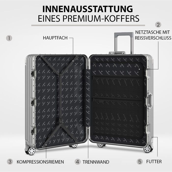 Набір валіз Voyagoux 2 шт. - 39L та 113L, жорсткі валізи, TSA-замок, ABS, 4 колеса 360°, міцні та легкі, рожеве золото (42L, срібло)