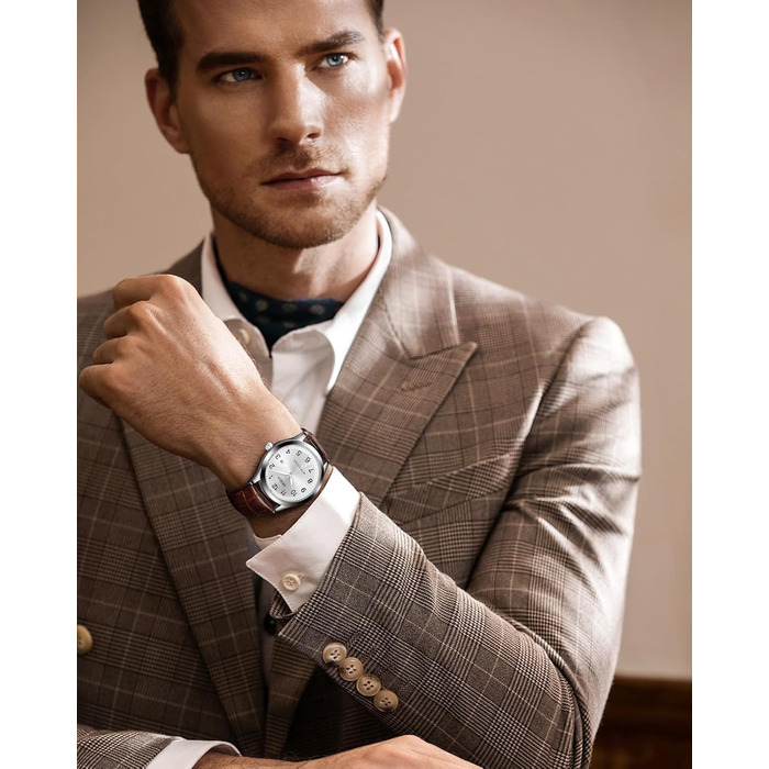 Годинник чоловічий CIVO з великими цифрами: аналоговий, водонепроникний, з датою, підсвічування, для людей з поганим зором (коричневий ремінець)