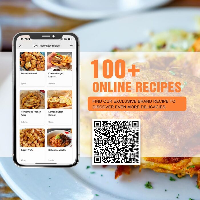 Фритюрниця Joyami Heißluft XXL 5.7L з сенсорним керуванням, 1700W, 8 програм, без олії, чорна