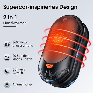 Електричні грілки для рук OUTJUT, 6000mAh, 3 режими нагріву, USB, 2 шт. (чорний та сірий)