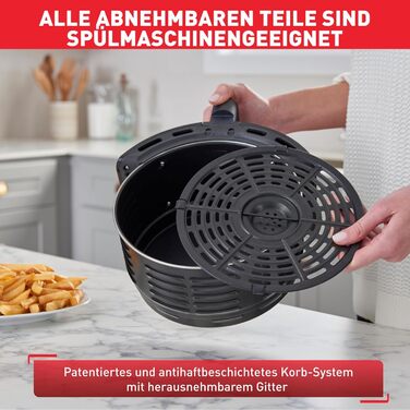 Tefal EY4018 Easy Fry Precision XL Hot Air Fryer | Air Fryer | 1500 W | 4.2 L for 6 Portions | 8 Automatic Programs | Digital Display | Energy-Saving | Healthy Oil-Free Fryer | Black