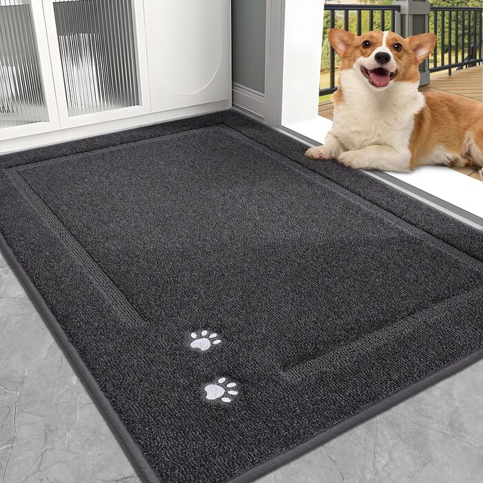 Килимок для дому BEQHAUSE 80x120 см, сірий - для входу, коридору, передні/задні двері, миється