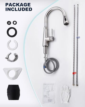 Змішувач кухонний iVIGA висувний з дозатором, водоспад, 360° поворот, 3 режими, щітене нікель