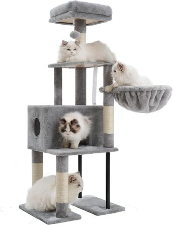 Котячий будиночок Heybly Kratzbaum HCT200SW: кігтеточка, будиночок, лежанка, 125 см, сірий