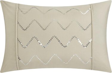 Чіхли для ліжка Chic Home Daya 3 шт. з рюшами та плісе, для двоспального ліжка, білі наволочки та декоративні подушки в комплекті, білий (King, Taupe)