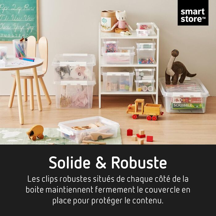 SmartStore - 10x Storage Box with Lid Classic 2L (21x17x11cm) | Stackable Box with Lid | Food-Safe Plastic Box | Plastic Box with Lid & Reinforced Corners | 10-Year Warranty (3.5L)