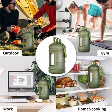 TOOFEEL Water Bottle 2L - 2 Liter Water Bottle BPA Free, Large Bottle, Reusable Sports Water Bottle with Marked Measurements, Gym Water Bottle - (Matte Olive Bottle, 2200 ml)