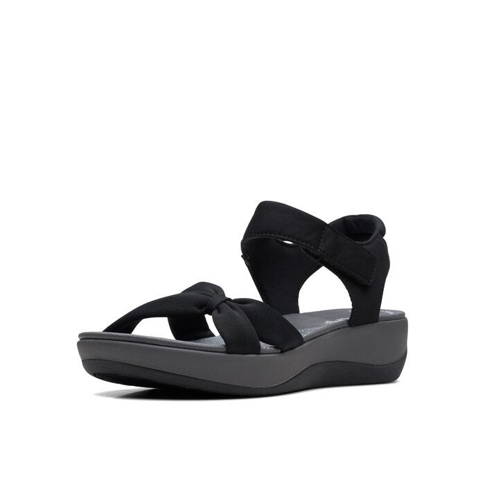 Сандалі Clarks Arla Shore жіночі чорні текстильні на широку стопу 38.5 EU, легкі та зручні для ходьби