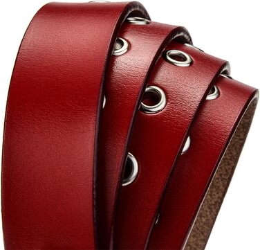 Жіночий шкіряний ремінь з металевою пряжкою для джинсів Dreess, ширина 1.1 см (S: 95 см, підходить для обхвату талії 75-84 см, колір: червоний)