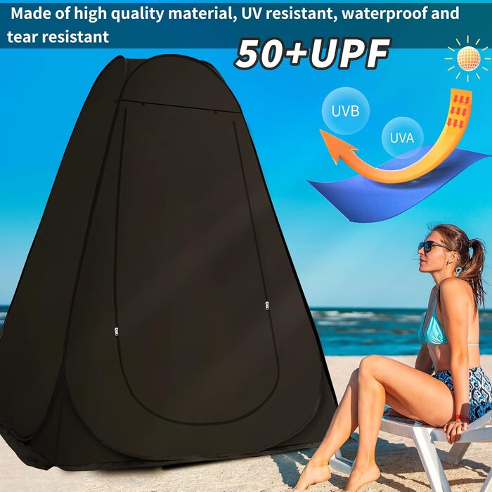 Portable Pop-Up Shower Tent - Outdoor Privacy Shelter for Beach, Camping, Hiking & Fishing - UV Protection (59