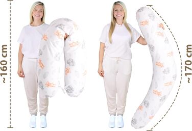 Подушка для вагітних Amilian 170 см XXL – подушка для сну на боці – подушка для годування – Body Pillow (балон)