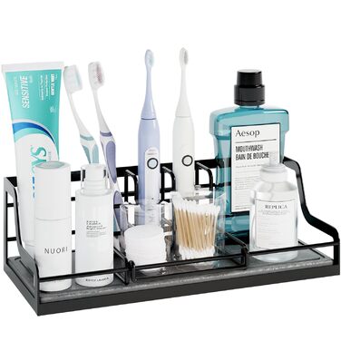 Тримач для зубних щіток у ванну кімнату, органайзер на 6 слотів, швидковисихаючий, для електричної зубної щітки, з абсорбуючим гелем, чорний